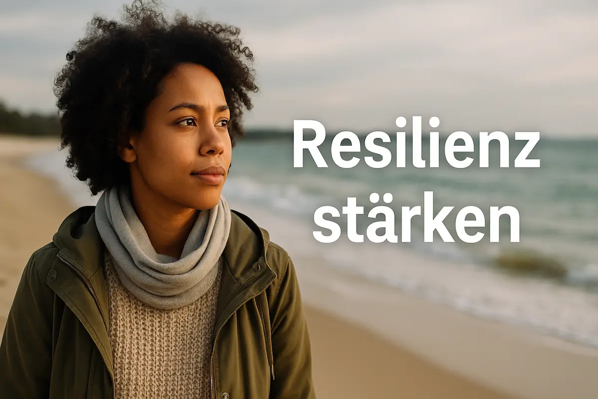 Frau blickt nachdenklich aufs Meer – Symbolbild für Resilienz stärken und psychische Widerstandskraft